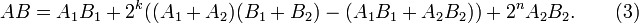 AB=A_1B_1+2^k-)+2^nA_2B_2.\qquad