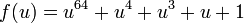  \ f = u^{64} + u^4 + u^3 + u + 1