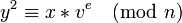 y^2 \equiv x*v^e \pmod n