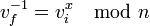 v_{f}^{-1}=v_{i}^{x} \mod{n}