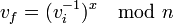 v_{f}={^{x}} \mod{n}