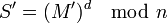 S'=^d \mod n \,