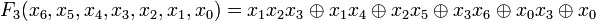 F_3=x_1 x_2 x_3\oplus x_1 x_4\oplus x_2 x_5\oplus x_3 x_6\oplus x_0 x_3\oplus x_0
