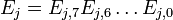 ~E_j = E_{j,7}E_{j,6} \dots E_{j,0}