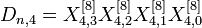 D_{n,4} = X_{4,3}^{}X_{4,2}^{}X_{4,1}^{}X_{4,0}^{}