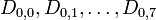 D_{0,0},D_{0,1},\dots,D_{0,7}