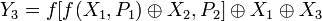{Y_{3}=f\oplus X_{1}\oplus X_{3}}