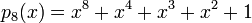 \ p_8 = x^8 + x^4 + x^3 + x^2 + 1