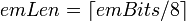 emLen = \lceil emBits/8 \rceil