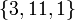 \left\{3, 11, 1\right\}