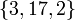 \left\{3, 17, 2\right\}