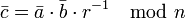 \bar{c} = \bar{a} \cdot \bar{b} \cdot r^{-1} \mod{n}