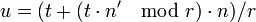 u = \cdot n ) / r