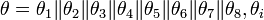 \theta=\theta_1\|\theta_2\|\theta_3\|\theta_4\|\theta_5\|\theta_6\|\theta_7\|\theta_8, \theta_i