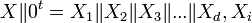 X\|0^t = X_1\|X_2\|X_3\|...\|X_d, X_i