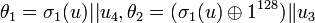 \theta_1 = \sigma_1||u_4, \theta_2 = \oplus 1^{128}) \| u_3