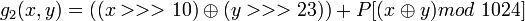 {{g_2} = \oplus) + P}
