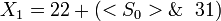 ~X_{1}=22+