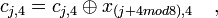 c_{j,4}=c_{j,4} \oplus x_{,4} \quad, 