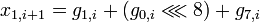  x_{1,i+1} = g_{1,i} + + g_{7,i} 