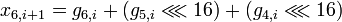  x_{6,i+1} = g_{6,i} + + 
