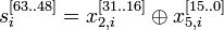  s^{}_i = x^{}_{2,i} \oplus  x^{}_{5,i} 
