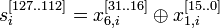  s^{}_i = x^{}_{6,i}\oplus  x^{}_{1,i} 