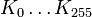 K_0 \dots  K_{255}