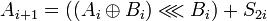 ~A_{i+1} = \lll B_i) + S_{2i}