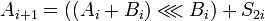 ~A_{i+1} = \lll B_i) + S_{2i}