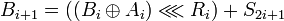 ~B_{i+1} = \lll R_i) + S_{2i+1}