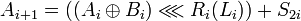 ~A_{i+1} = \lll R_i) + S_{2i}