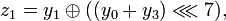 z_1 = y_1 \oplus \lll 7),