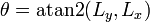 \theta = \operatorname{atan2}