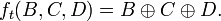 f_t = B \oplus C \oplus D.