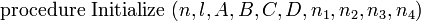 \mbox{procedure}~\mbox{Initialize}~