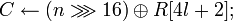 C \leftarrow \oplus R;