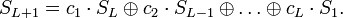 S_{L+1}=c_1 \cdot S_L\oplus c_2 \cdot S_{L-1}\oplus \dots \oplus c_L \cdot S_1.
