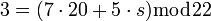 ~3= \bmod 22