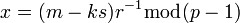 ~x=r^{-1} \bmod