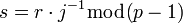 ~s=r \cdot j^{-1} \bmod