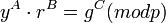 ~y^A \cdot r^B=g^C