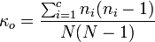 \kappa_o=\frac{\sum_{i=1}^{c}n_i}{N}