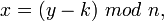 x=\ mod\ n,