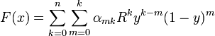 F = \sum_{k=0}^{n} \sum_{m=0}^{k} \alpha_{mk} R^ky^{k-m}^m