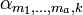 \alpha_{m_1, \ldots, m_a,k}