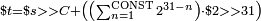 \scriptstyle $t = $s >> C + \left\cdot $2>>31\right) 