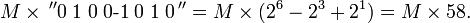  M \times \,^{\prime\prime} 0 \; 1 \; 0 \; 0 \mbox{-1} \; 0 \; 1 \; 0 \,^{\prime\prime} = M \times = M \times 58. 