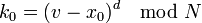k_0 =^d\mod N
