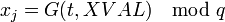 x_j = G \mod q